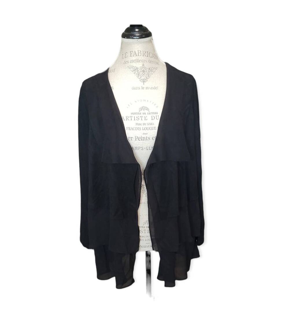 Gianni Bini Black 3 Tiered Long Sleeved Cardigan Dressy Suede Jacket